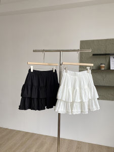 Summer 2025 New Pure Color Korean Style High Waist Slimming Versatile Cake Skirt Elastic Waist Fashionable A-Line Skirt Women