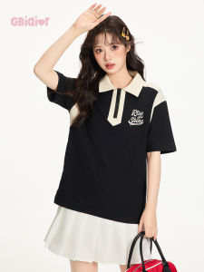 Gbiaior | American Casual Patchwork Alphabet Print Polo Shirt
