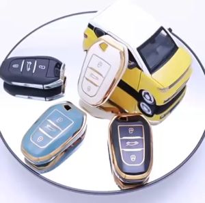 Bao ốp bảo vệ chìa khóa xe Peugeot nhựa dẻo TPU tráng gương cao cấp kèm móc khóa logo hãng