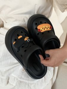 Two-Way Wear Hole Hole Shoes Womens Outdoor Soft Thick Bottom Casual Summer Sandals Anti-Slip Versatile Cool Dog Cartoon Design