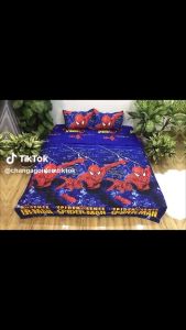 Bộ 8 Món Bộ Chăn Ga Gối Siêu Nhân Nhện Cotton Poly kèm ruột gối
