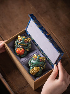 Bring In Wealth and Treasure Stone Lion a Pair of Cute Healing Good Things Happen Creative Crafts Decoration Company Personal Gift