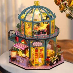Đồ chơi mô hình DIY sáng tạo đồ chơi mô hình nhà gỗ nhà búp bê shop búp bê tự lắp ghép thủ công trí tuệ Hoa và Cofee