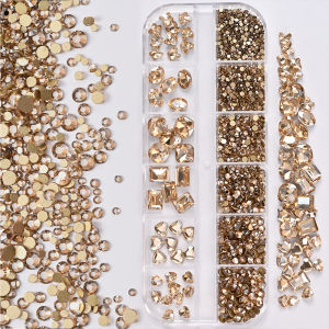 1Box 3D Clear Nail Art Rhinestones 12Shapes Mixed OvalButterflyHeartFlowerRound Diamond Nail Charms DIY Nail Art Decoration