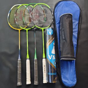 Paket Combo lengkap 4 raket 2 tas 1 kock dan net badminton Bulutangkis