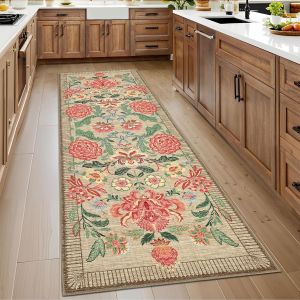Ethnic Style Runner Rug Bohemian Style Plant Flower Entrance Doormat Kitchen Bedroom Bedside Long Carpet Home Decoration Rug