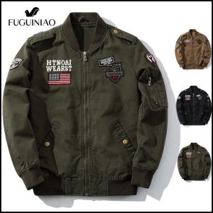 FUGUINIAO Mens Military Bomber Jacket
