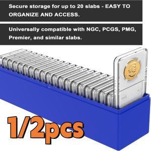 1/2pcsPlastic 20-slot Coin Slab Holder Storage Box Case for PCCB NGC Commemorative Coin Collection Organizer Collectors Supplies
