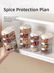 LETENG | Food-grade Spice Storage Box separate compartments airtight Home Kitchen Use