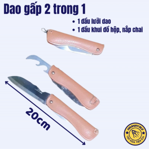 Dao Gấp 2 Trong 1 Tay Cầm Nhựa 20cm Đầu Lưỡi Dao & Đầu Khui Đồ Hộp Nắp Chai Chất Liệu Thép Và Nhựa  Banhvaye