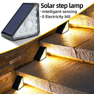 1-2 pcs Solar LED Stair Light Fence Triangle Pathway Deck Lamp Outdoor Garden Decorative Yard Porch Front Door Driveway Lighting