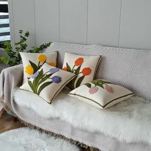 Sarung Bantal Sofa 45x45cm Sulam Tulip Premium