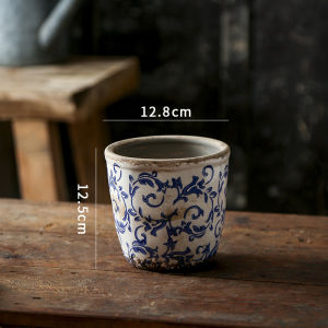 Orchid Blue-and-White Porcelain Style Ceramic Flower Pot