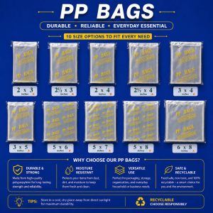 PP Plastic Bags (Thick & Clear) – Ideal for Repacking Available in Various Sizes [100 Pcs]