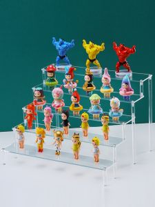 จัดวางโมเดล Acrylic Display Rack Bubble Mat Labubu Figurine Blind Box Multi-layer Staircase Model Storage Rack