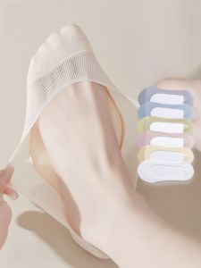 miiow | Womens Ice Silk Invisible Low Cut Breathable Sweat Absorbent Short Socks Seamless Anti Slip No Heel Boat Socks Nylon Fabric