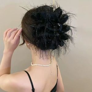 URBAG Tassel Hair Clip Sweet Elegant Hairpin Grips Large Shark Clip for Girls