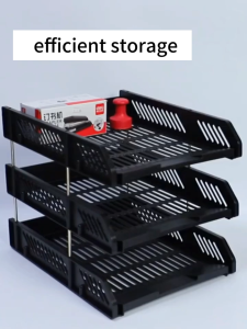 3-Tier Document Tray File Organizer Stackable Letter Tray Desktop File Holder for Efficient Storage