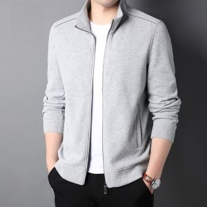 ROMON | Loose Fit Mens Hoodie Jacket Zipper Closure Stand Collar Casual Sportswear Romon Brand Cotton Polyester Blend Business Casual