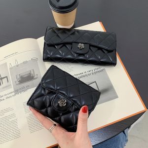 Tea Camellia Diamond Texture High-Quality Large-Capacity Retro Fashion Wallet