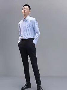 Mens Pants Korean Fashion Suit Pants Casual Trousers Slacks Gray A903