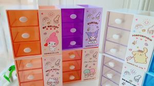Assorted Cartoon Kitty Pen Pencil Holder with Drawers Desk Organiser Small Drawer Compartments