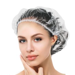 100/500PCS Disposable Shower Caps / Large Dust Cover / Plastic Clear Hair Caps / Thick Waterproof Bath Caps / for Hair Solon Spa Home Traval Use / Hair Care Cleaning Supplies