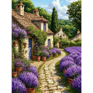 500/1000/1200/2000PCS Jigsaw Puzzle Lavender Village Landscape Art For Adults Great Weekend Relaxation And Family Fun Gift