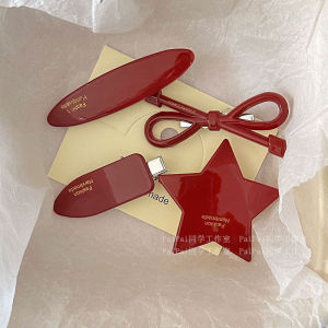 Annaloug Red Hair Clip: Stylish Japanese and South Korean Inspired Side Clip for Women with Butterfly Knot Hair Accessory