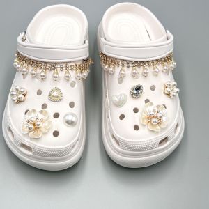 Chuỗi Giày ngọc trai phong cách sang trọng CROCS jibbitz quyến rũ khóa giày tự làm giày phụ kiện hoa chuỗi trang trí khóa có thể tháo rời cho CROCS