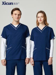 Short Sleeve Medical Uniform Set for Men And Women Dental Office Surgical Room Nurse Work Outfit Polyester Fabric Healthcare Uniforms