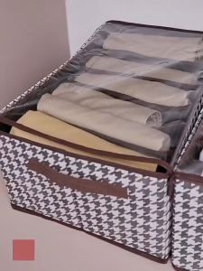 Houndstooth compartment with cover clothes underwear storage box wardrobe large storage box thick wear-resistant washable foldable storage box