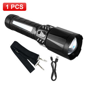 New Super Bright LED Flashlight Zoomable Torch COB Double Light USB Rechargeable Flashlight Outdoor Camping Fishing Hand Lamp
