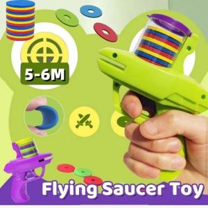 UFO Flying Saucer Toy Carrot Gun with Soft Bullet Mini Flying Disc Toy Outdoor Parent-child Toy
