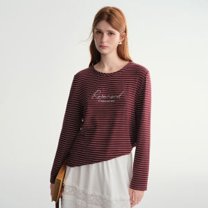 DUSHU | Embroidered Letter Vintage American Autumn and Winter Long Sleeve Tee