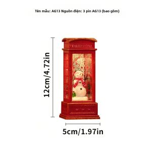 Retro Buồng Điện Thoại Đèn LED Trang Trí Giáng Sinh Trang Trí Tiệc Tại Nhà Ông Già Noel Người Tuyết Cây Trang Trí 5V Hoạt Động Bằng Pin