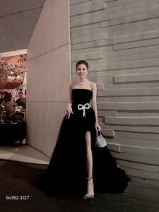 Gv352-đầm đen cup ngực phối lưới dưới 55kg