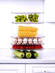 SOKANO SO021 Transparent Stackable Kitchen Pantry Cabinet Refrigerator Freezer Food Storage Box with Handles Food Container Bekas Segar Untuk Peti Sejuk