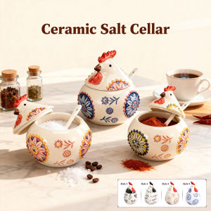 Seasoning Jar Kitchen Canisters Ceramic Rooster Shape Food Storage Jar Seasoning Box for Serving Ground CoffeeTeaSugarSpice