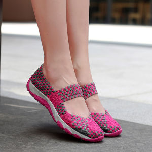 Breathable Flat Bottom Net Shoes for Women Handwoven Anti-slip Soft Sole Black Beijing Cloth Shoes Spring Summer Fashion Single Shoes