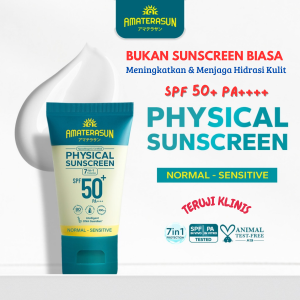 Amaterasun Physical Sunscreen SPF 50 PA++++ Sunblock Cream Wajah Kulit Normal - Sensitif Tahan Air
