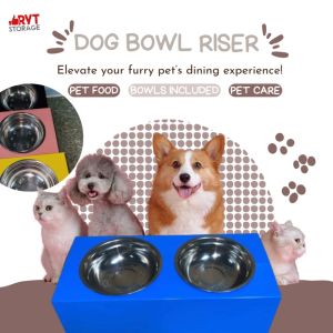 RYTStorage DOG BOWL RISER - Made of High Quality and Powder Coated Metal - WITH TWO BOWLS INCLUDED!