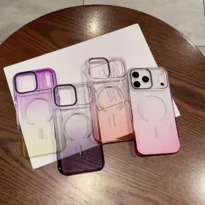 Magnetic Dazzling Colors Case For iPhone 17 Pro Max 14 13 15 Plus 16 Metal Lens Shockproof Luxury Gradient Plastic Clear Cover