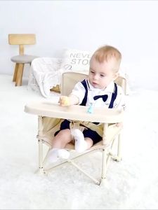 เก้าอี้กินข้าวเด็ก พับได้ เก้าอี้เด็กพกพา พร้อมเข็มขัดนิรภัย 3 จุด Baby chair เก้าอี้ปิกนิกเด็ก มีถาดวางอาหาร