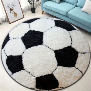 VIKAMA Soccer-Themed Rug: Sound-Absorbing Machine-Washable Living Room Sofa Mat Bedroom Bedside Rug Home Decor