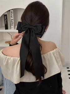 Elegant Large Black Bow Hair Clip Sweet Stylish Versatile Hair Accessories Hairpins for Women Girls Hair Decoration