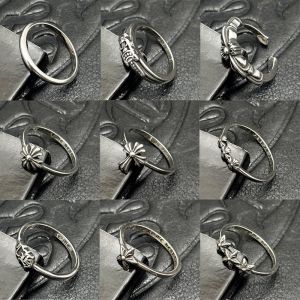 S925 Silver Cross Five-pointed Star Guardian Small Ring Retro Middle-aged Mens Fine Ring Does Not Fade