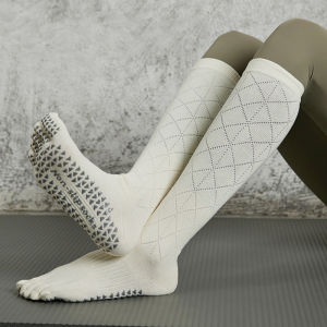 Grid Five Toes Yoga Socks Women Stockings Professional Silicone Anti-slip Pilates Socks Cotton Floor Dance Sports Socks