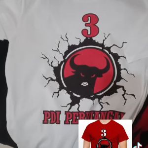 KAOS DITRO/ BAJU PDI PERJUANGAN MOTIF BANTENG BISA UNTUK PRIA WANITA
