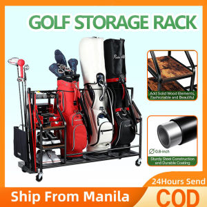 Golf Bag Storage Rack With Wheels Golf Club Stand Rack 4 Layer Golf Club Equipment Storage Rack For Home Gym Golf Course Golf Accessories Rack PH